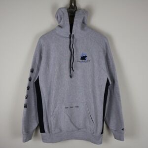 Vintage Black Bear Lodge Red Lake Ontario Embroidered Hoodie Gray Large 22x28